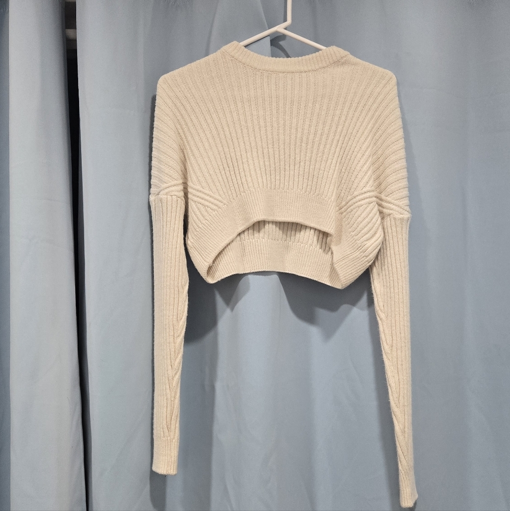 Urban Outfitters Cream Ribbed Cropped Sweater